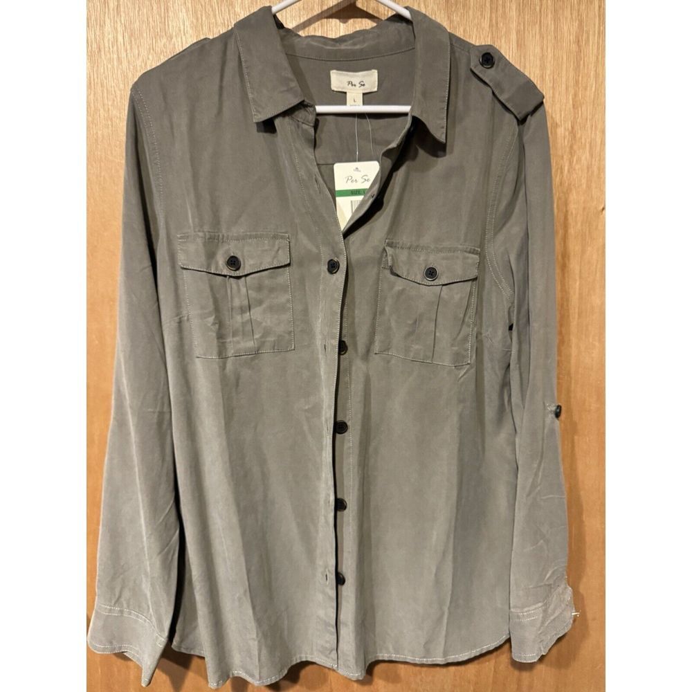 Per Se Large Blouse Slate (U)‎